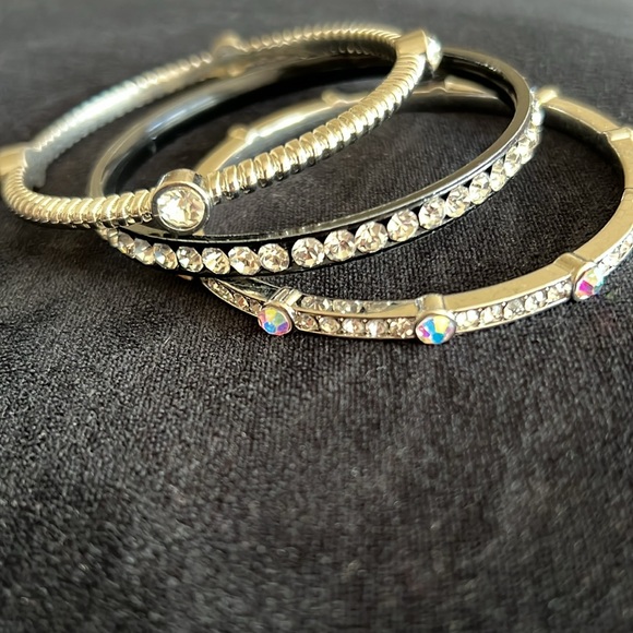 Vintage Cache iridescent rhinestone bangle set - Picture 3 of 3